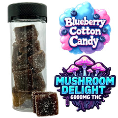 Mushroom THC Gummies 6000mg Blueberry Cotton Candy THCP D9 20 CT