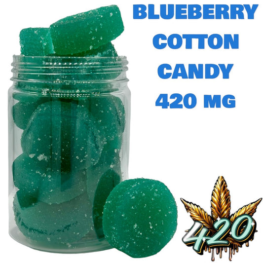 420MG Blueberry Cotton Candy 5040mg THC Delta 8 Delta 9 Gummies 12 Count