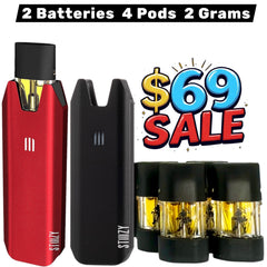 6 pc 2 Stiiizy Batteries 4 Pods 2 Grams THC Starter Package Vaping System