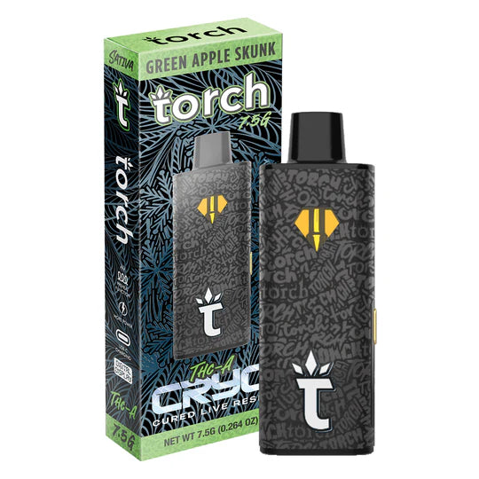 Torch Cryo THC-A Disposabe Vape Pen Green Apple Skunk Sativa 7.5g