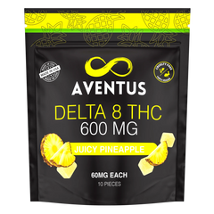 Aventus 600mg Delta-8 THC Pineapple Gummies Vegan 10 Pack