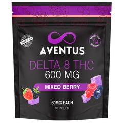 Aventus 600mg Delta-8 THC Mixed Berry Gummies Vegan 10 Pack