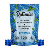 Blue Razz Optimize Creatine Monohydrate Gummies + Magnesium Complex Vegan Blend 120 Count