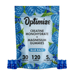 Blue Razz Optimize Creatine Monohydrate Gummies + Magnesium Complex Vegan Blend 120 Count