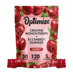 Cherry Optimize Creatine Monohydrate Gummies + B12 Energy Vegan Blend 120 Count