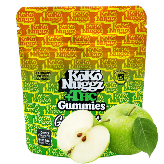Koko Green Apple Delta-8 THC Gummies Vegan Gummies 500mg 10 Count
