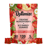 Strawberry Lemonade Optimize Creatine Monohydrate Gummies + B12 Energy Vegan Blend 120 Count
