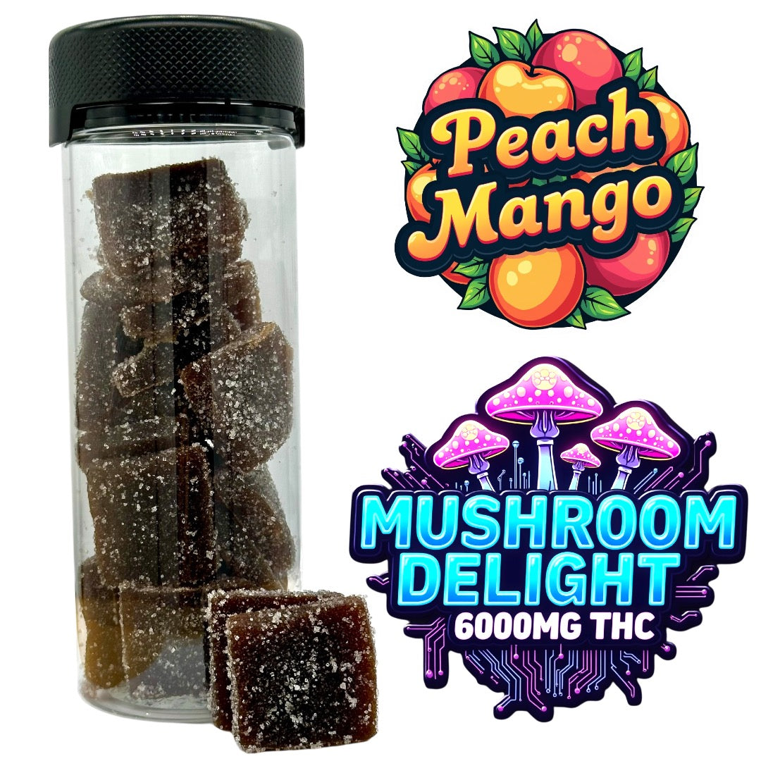 Mushroom THC Gummies 6000mg Peach Mango THCP D9 20 CT