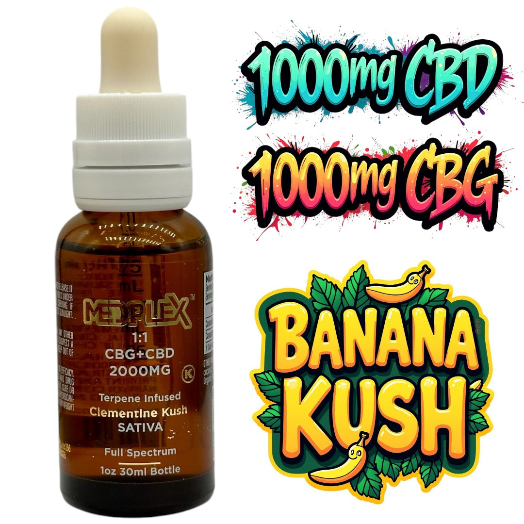 CBG + CBD Oil Banana Kush Sativa Tincture Drops 2000mg