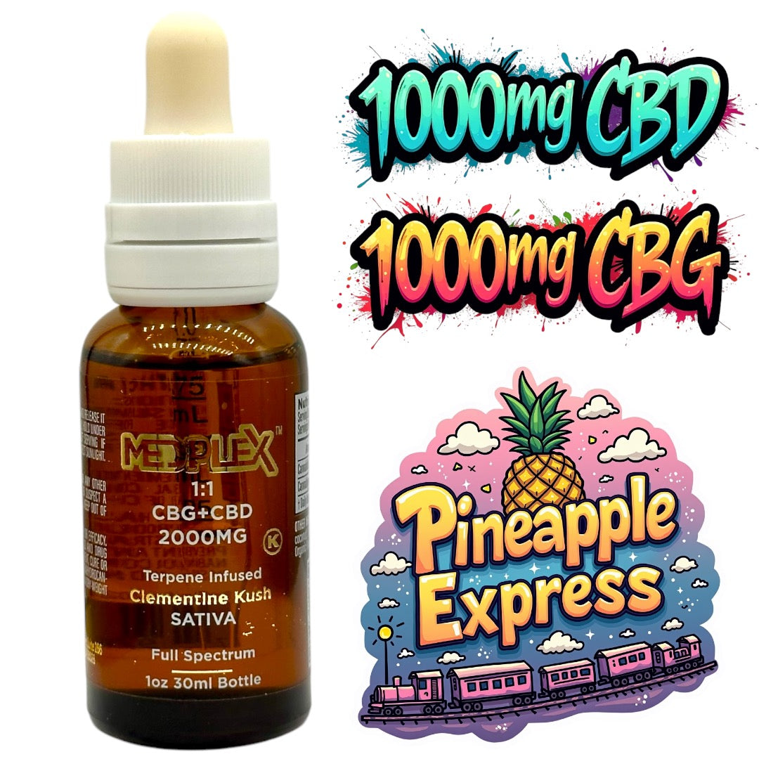 CBG + CBD Oil Pineapple Express Hybrid Tincture Drops 2000mg