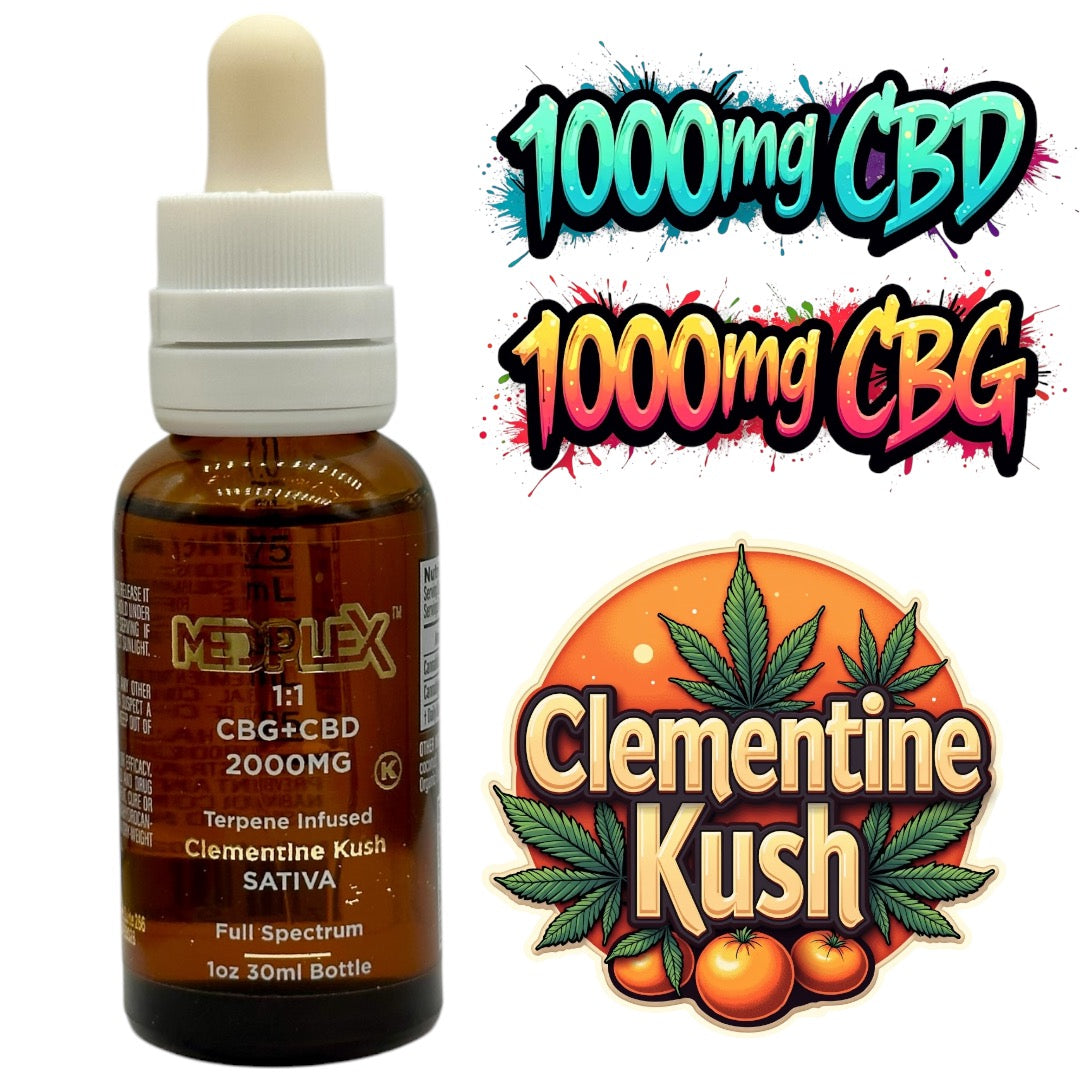 CBG + CBD Oil Clementine Kush Sativa Tincture Drops 2000mg