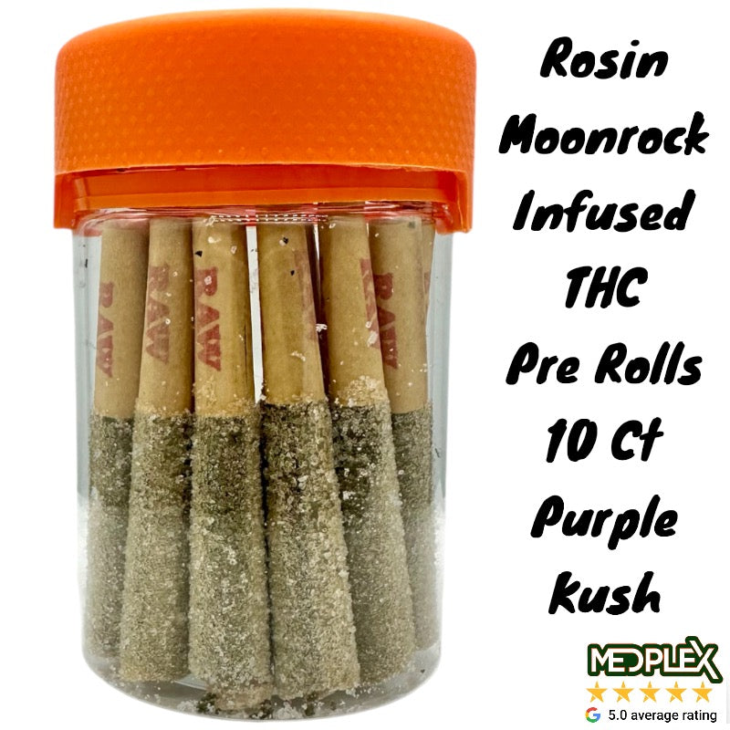 Rosin Moonrock Pre Rolls PURPLE KUSH Indica THC THCA THCP Diamond 10 pack 8g