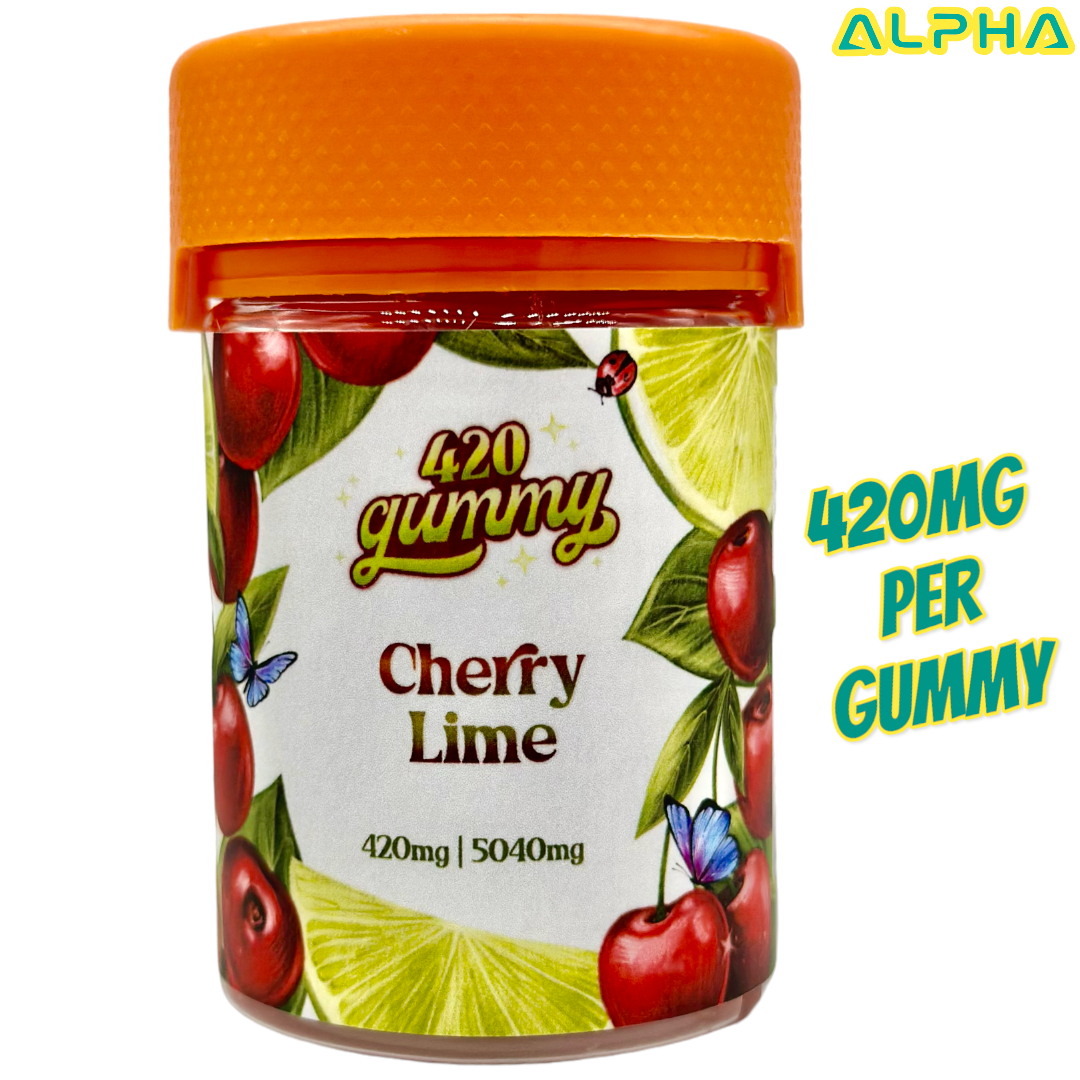 420MG Cherry Lime 5040mg THC Delta 8 Delta 9 Gummies 12 Count