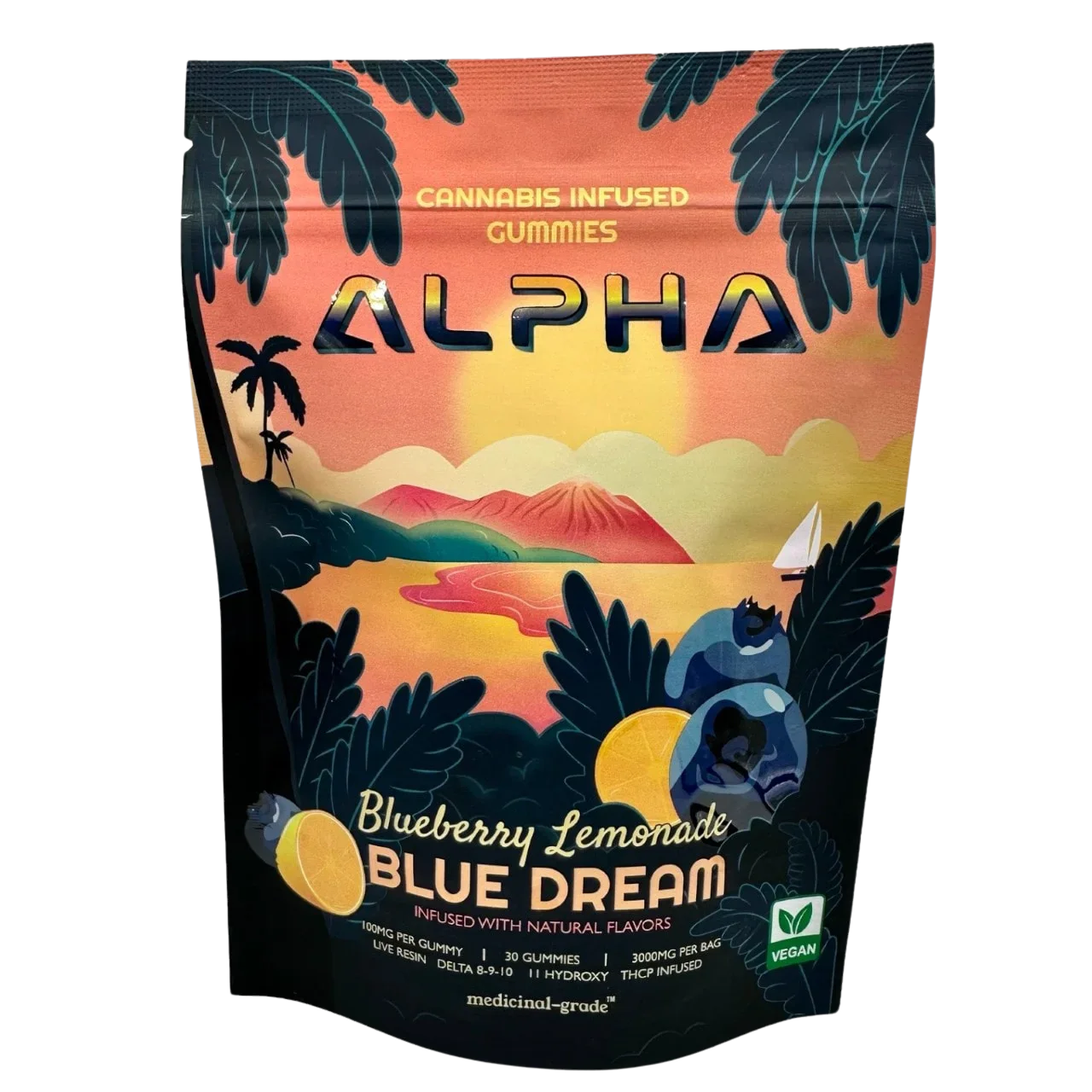 Alpha THC Gummies "Blueberry Lemonade Blue Dream" Vegan Blend 3000mg