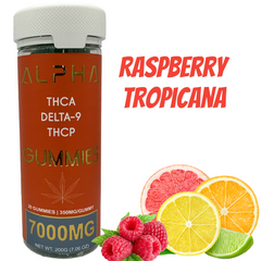 Alpha 7000mg THC Raspberry Tropicana THCA THCP D9 Gummies 20 Count