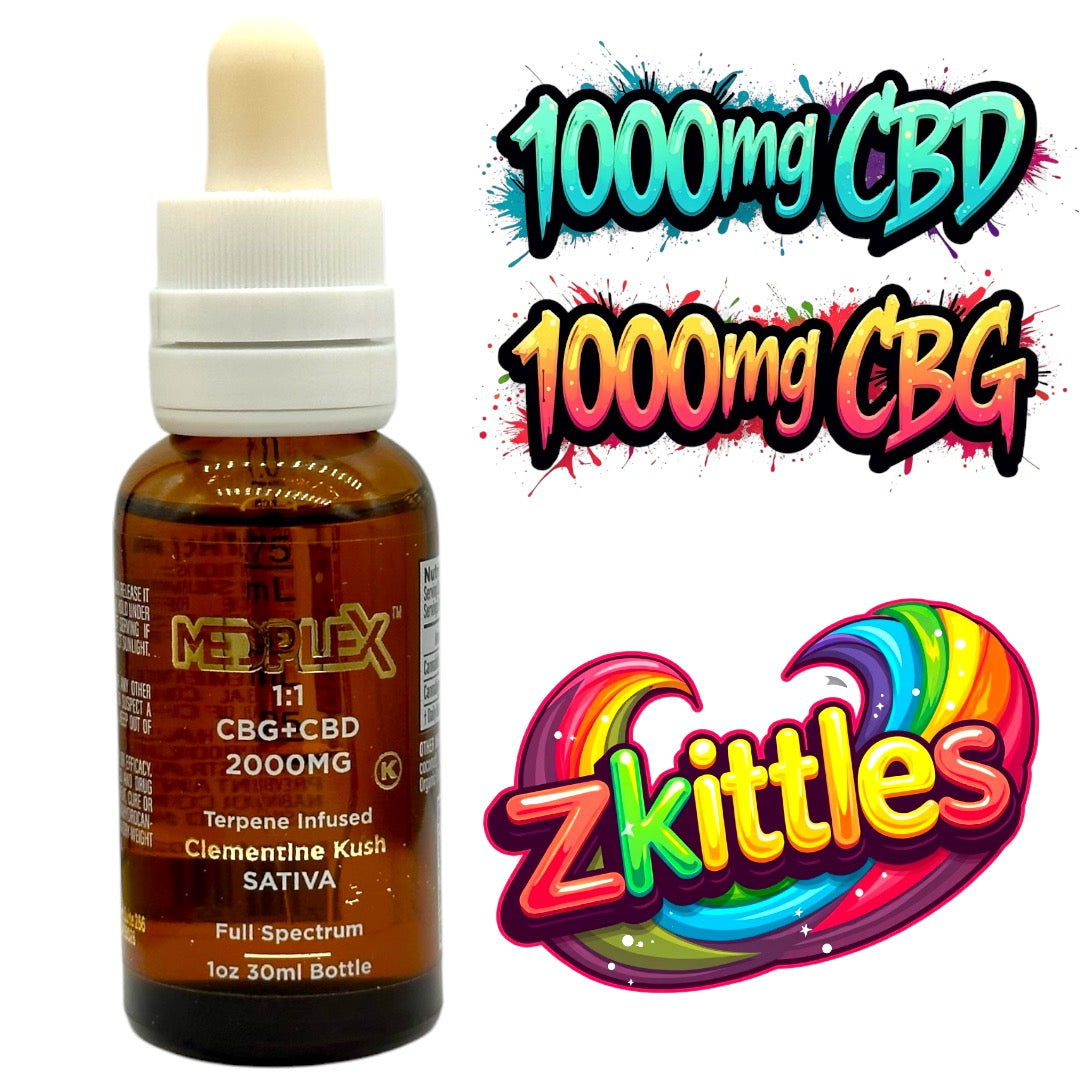 CBG + CBD Oil Zkittles Indica Tincture Drops 2000mg