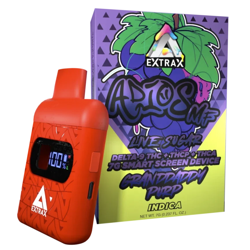 Adios Extrax GRANDDADDY PURPLE INDICA THCA THC-P Disposable Vape Pen 7G