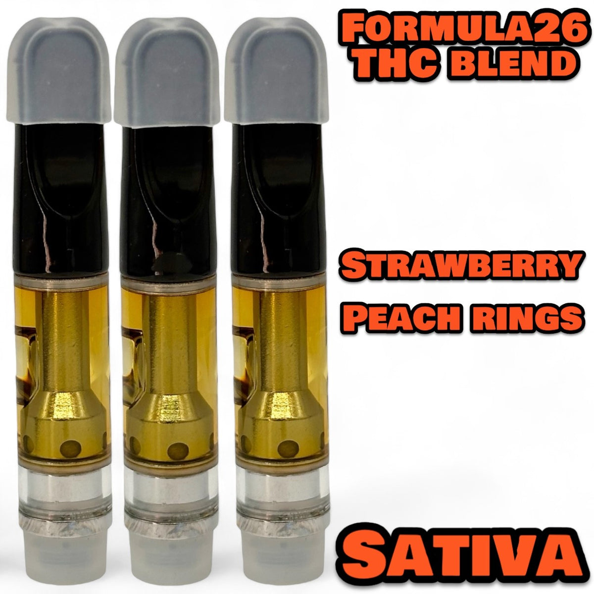 Formula26 Strawberry Peach Rings Sativa 510 Thread THC Blend Cartridge 1g