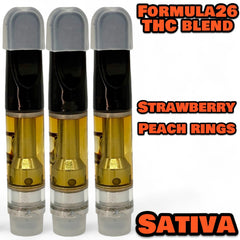 Formula26 Strawberry Peach Rings Sativa 510 Thread THC Blend Cartridge 1g