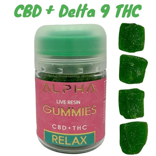 Relax GREEN APPLE CBD + Delta 9 THC Gummies 5:1 1000mg 20 Count