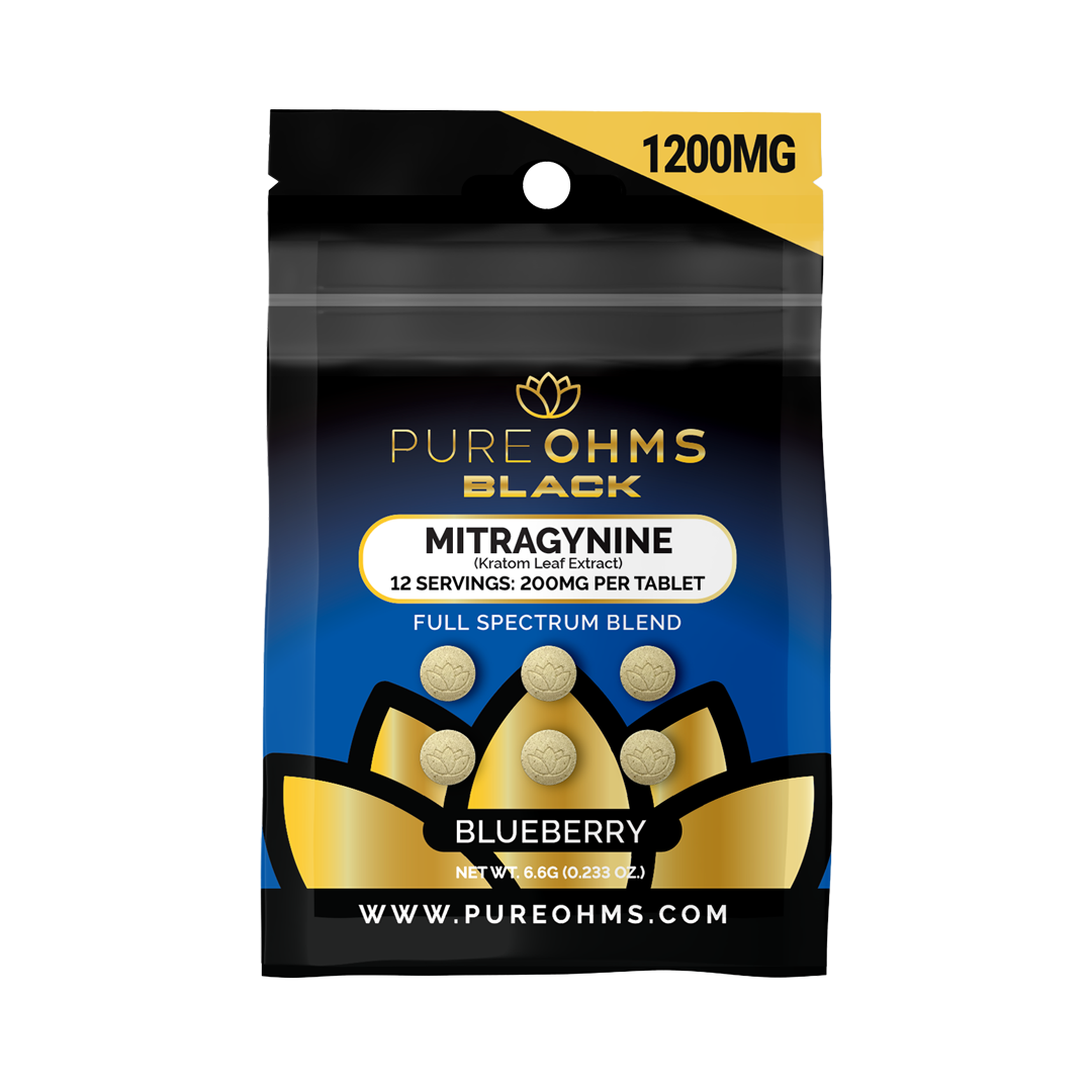 Blueberry Pure Ohms Black 200mg Mitragynine Kratom Tablet
