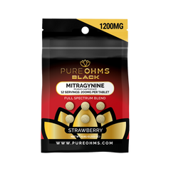 Strawberry Pure Ohms Black 200mg Mitragynine Kratom Tablet