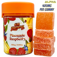 420MG Pineapple Raspberry 5040mg THC Delta 8 Delta 9 Gummies 12 Count