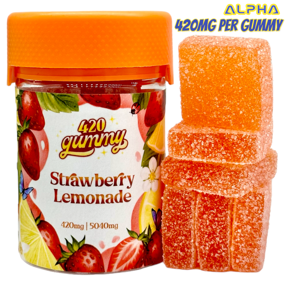 420MG Strawberry Lemonade 5040mg THC Delta 8 Delta 9 Gummies 12 Count