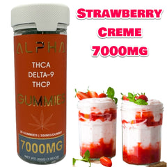 Alpha 7000mg THC Strawberry Creme THCA THCP D9 Gummies 20 Count