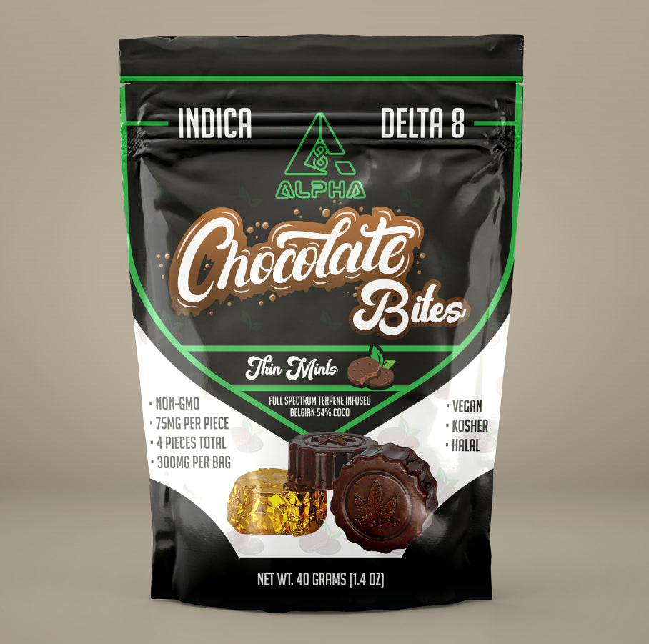 Chocolate Mint Kush Alpha Delta 8 THC Vegan Bites 300mg 4 Count