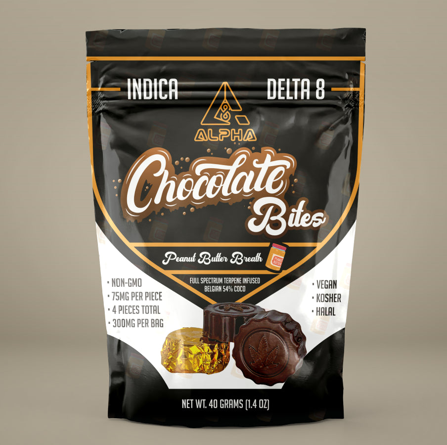Chocolate Peanut Butter Alpha Delta 8 THC Vegan Bites 300mg 4 Count