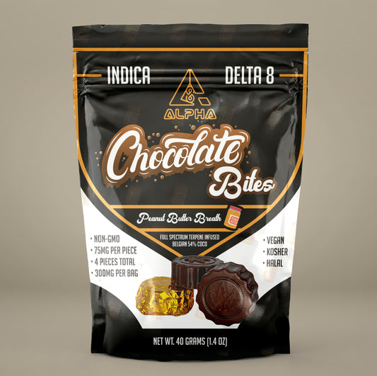Chocolate Peanut Butter Alpha Delta 8 THC Vegan Bites 300mg 4 Count