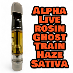 Alpha Live Rosin Ghost Train Haze Sativa 510 Thread THC Blend Cartridge 1g