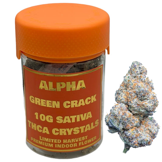 Alpha THC-A Green Crack Sativa Delta 9 Flower 10g