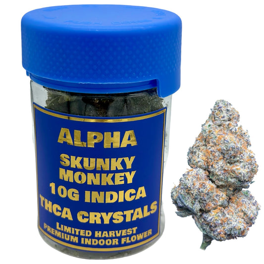 Alpha THC-A Skunky Monkey Indica Delta 9 Flower 10g