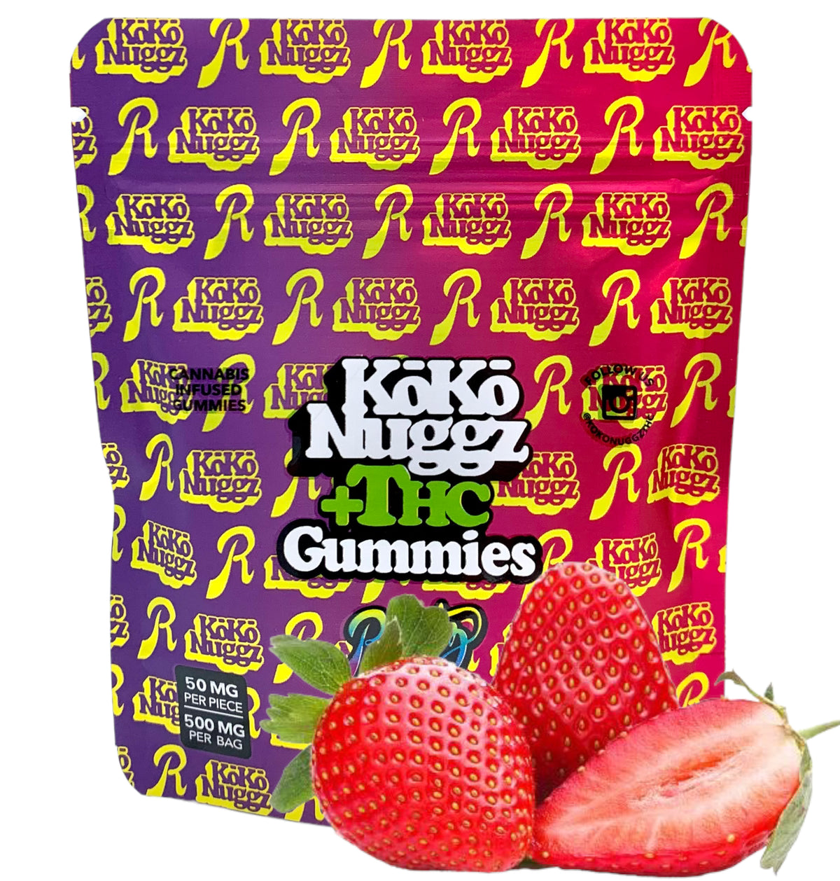 Koko Strawberry 500mg THC Gummies Vegan Gummies 10 Count