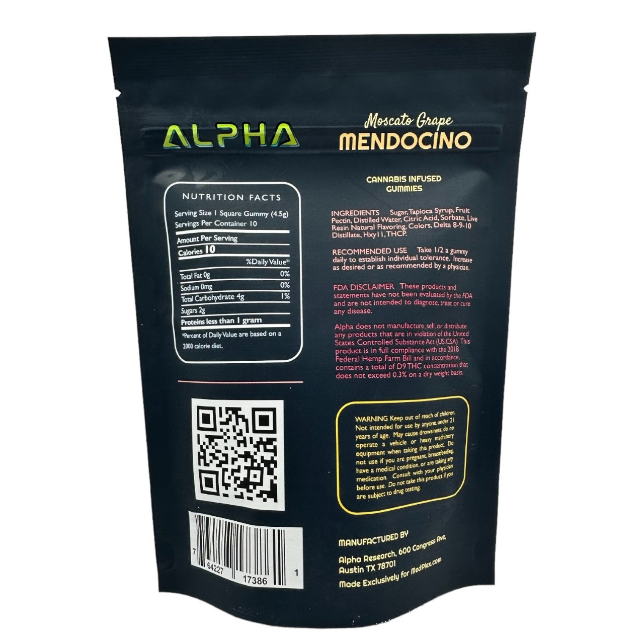 Alpha Moscato Green Grape 3000mg THC Blend Vegan Gummies 30 Pack