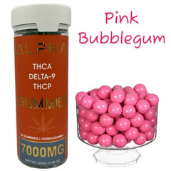 Alpha 7000mg THC Pink Bubblegum THCA THCP D9 Gummies 20 Count