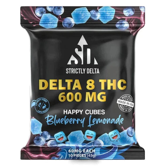 SD 600mg Blueberry Lemonade Delta-8 THC Vegan Happy Cubes Gummies 10 Count