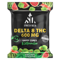 SD 600mg Watermelon Delta-8 THC Vegan Happy Cubes Gummies 10 Count