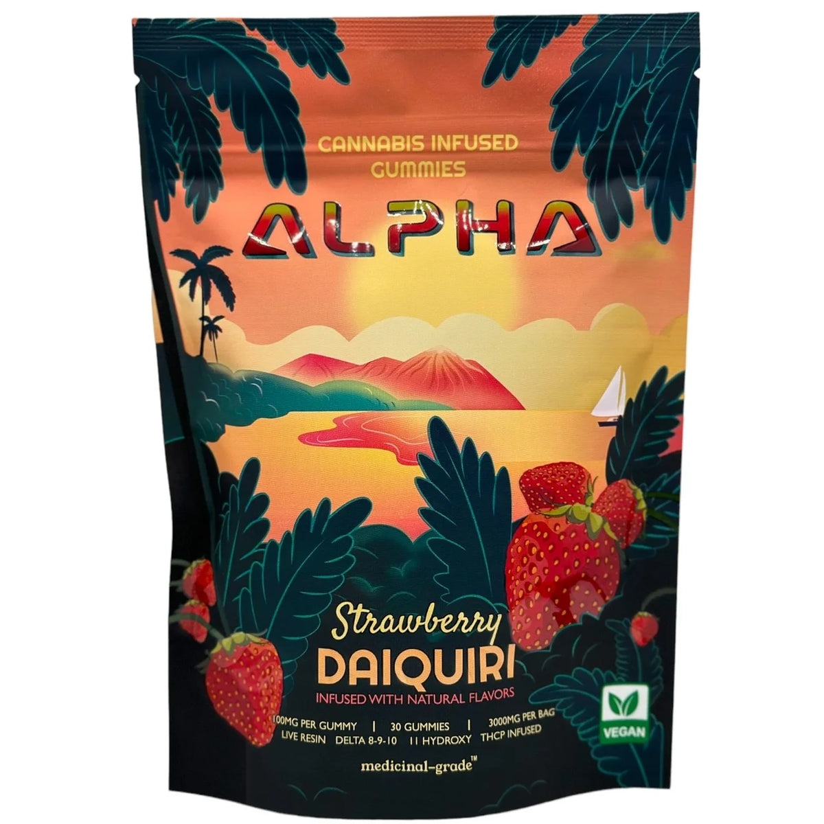 Strawberry Daiquiri 3000mg THC Blend Vegan Gummies 30 Pack