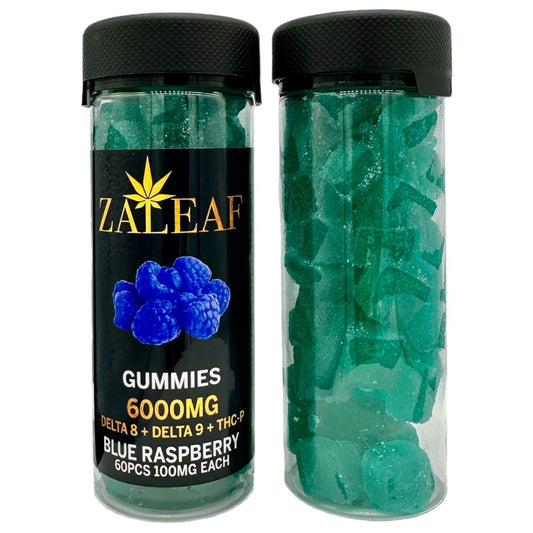 ZaLeaf Blue Razz THC THCP Vegan Gummies 6000mg 60 Count