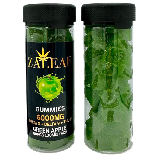 ZaLeaf Green Apple THC THCP Vegan Gummies 6000mg 60 Count