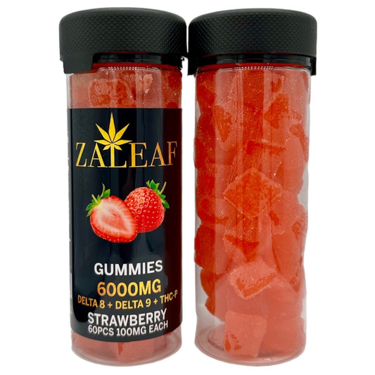 ZaLeaf Strawberry THC THCP Vegan Gummies 6000mg 60 Count
